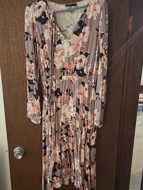 Floral Long Sleeve Midi Dress Size 40